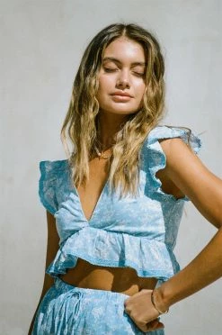 SAMPLE-Renata Frill Top - Azure