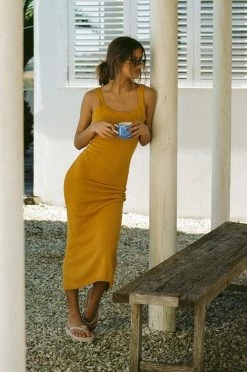 SAMPLE-Vallie Midi Dress - Honey