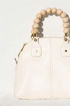 Bead Handle Tote - Cream -Sabo Shop bags bead handle tote cream 3