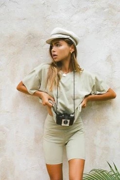 Khaki Bike Shorts -Sabo Shop bottoms khaki bike shorts 3