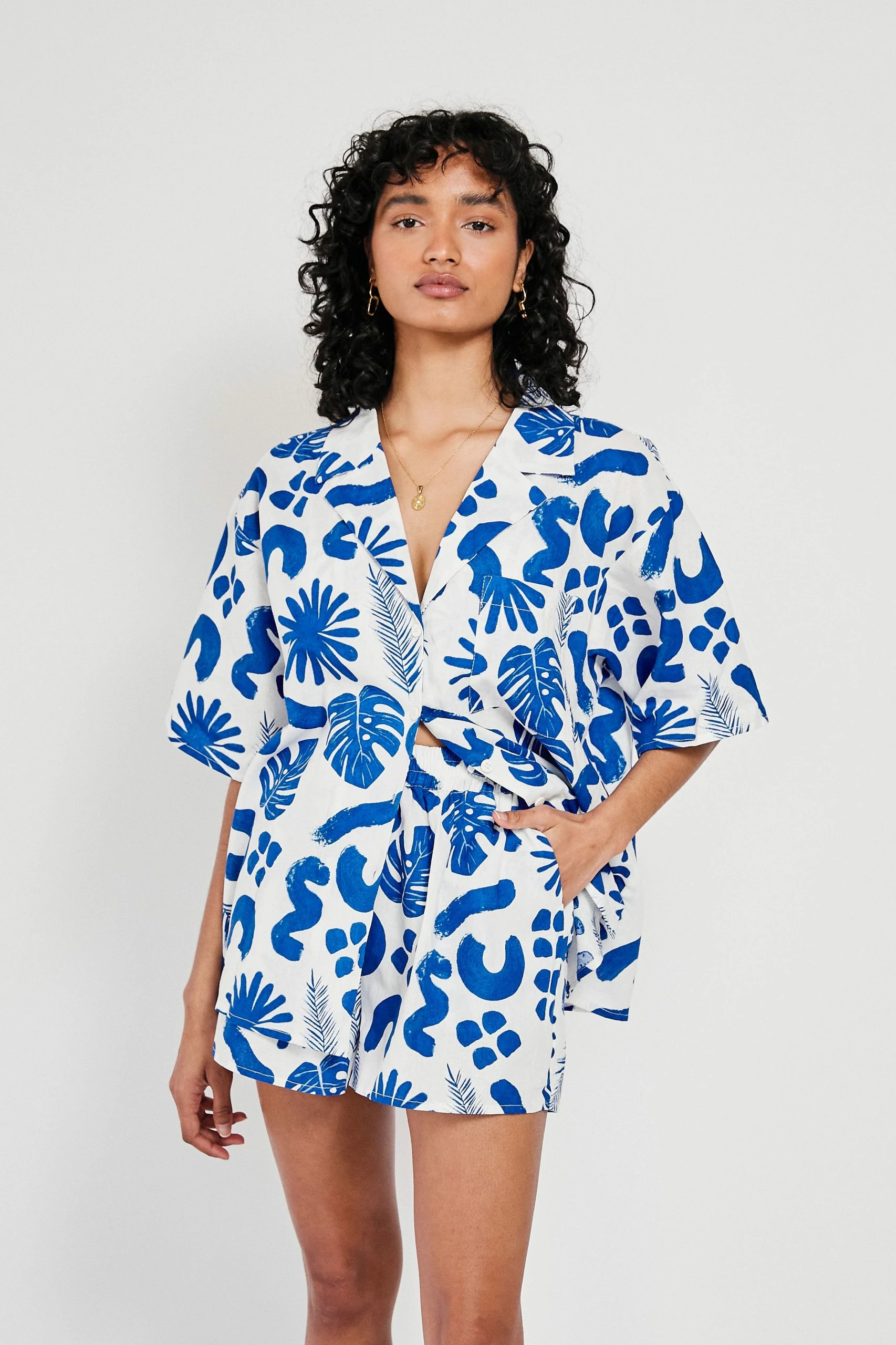 Thessy Shorts - Blue Leaf 11 Thessy Shorts - Blue Leaf - Image 9