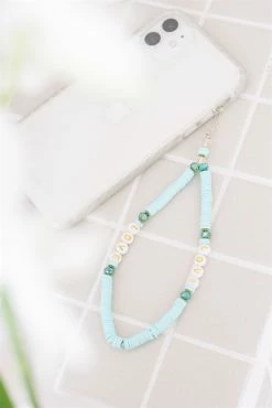 Beaded Phone Charm - Blue