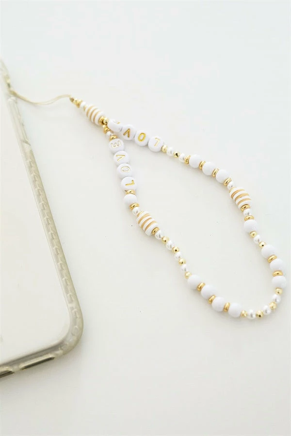 Beaded Phone Charm - White 4 Beaded Phone Charm - White - Image 2