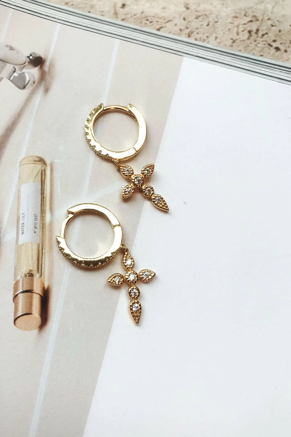 18K Cross Hoops 3 18K Cross Hoops