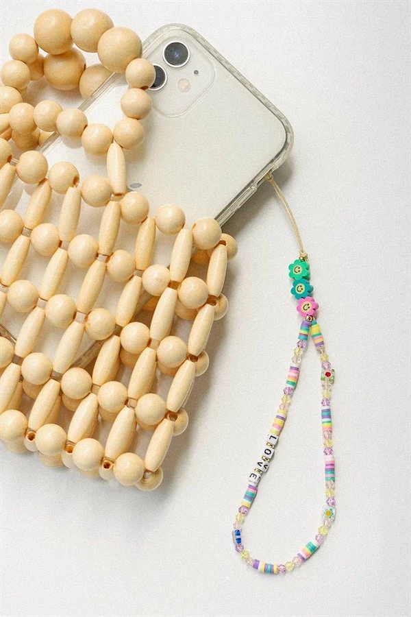 Beaded Phone Charm - Multi 3 Beaded Phone Charm - Multi
