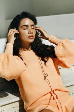 Peach Knit Top -Sabo Shop tops peach knit top 2